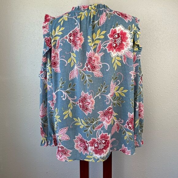 LOFT Floral Tunic Top Size Petite L EUC - Picture 5 of 7